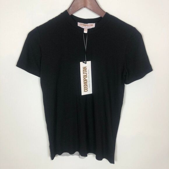NWT Cosmopolitan Lisa Black Sheer Back Tee - Picture 2 of 6